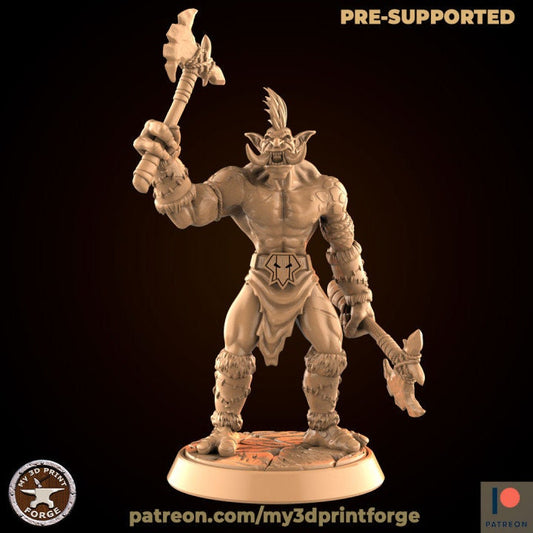 Male Troll Barbarian - Unpainted Miniature