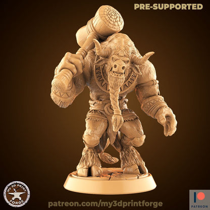 Minotaur with Mace - 32mm Scale - Unpainted Miniature