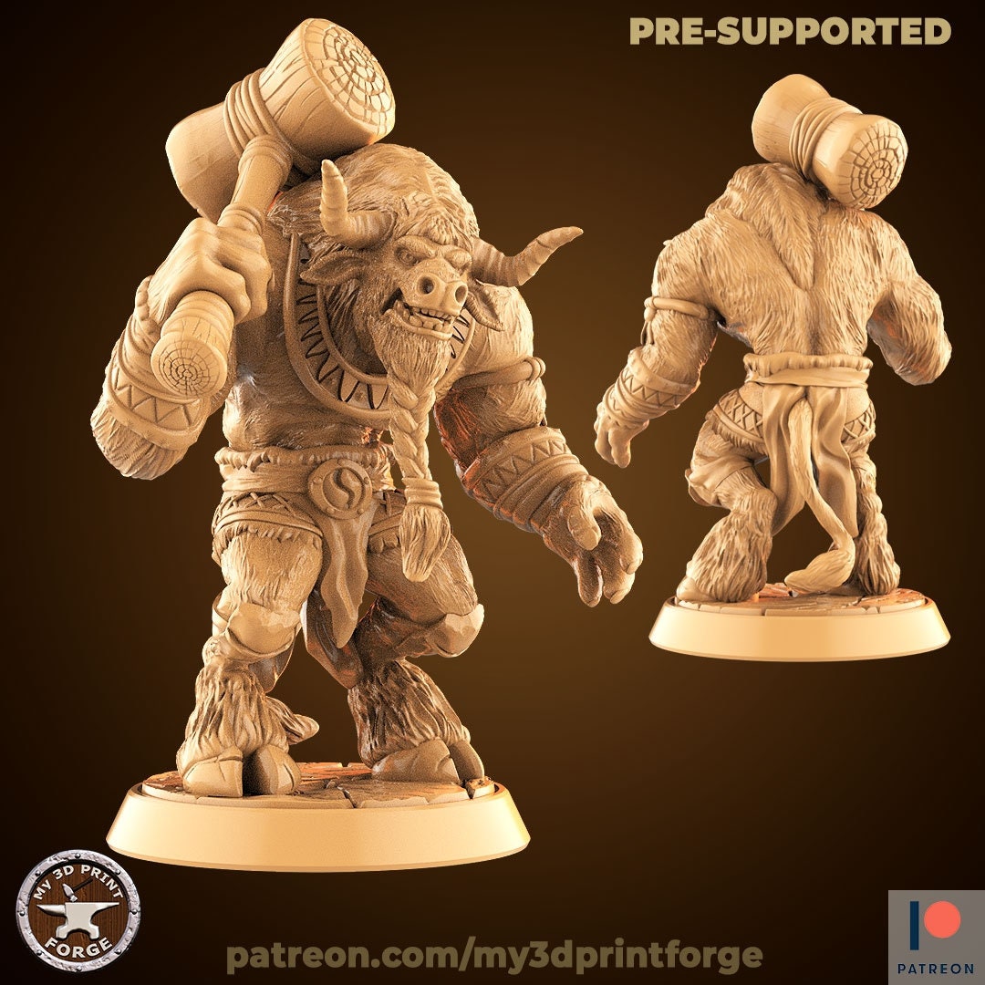 Minotaur with Mace - 32mm Scale - Unpainted Miniature