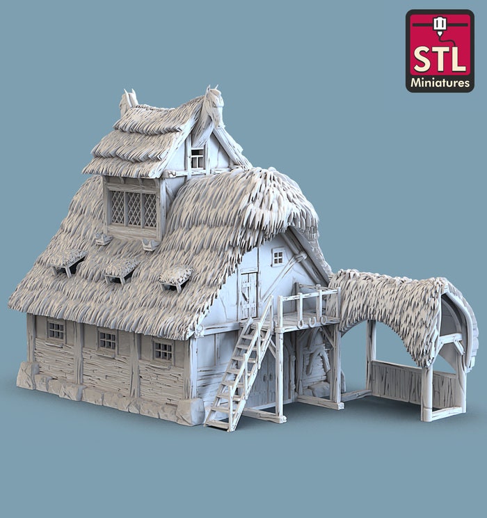 Stable Building - Tabletop Terrain - Unpainted Miniature