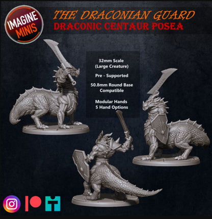 Dragonkin Guard - 32mm Scale - Unpainted Miniature for DnD, Pathfinder, Tabletop RPGs - Imagine Minis