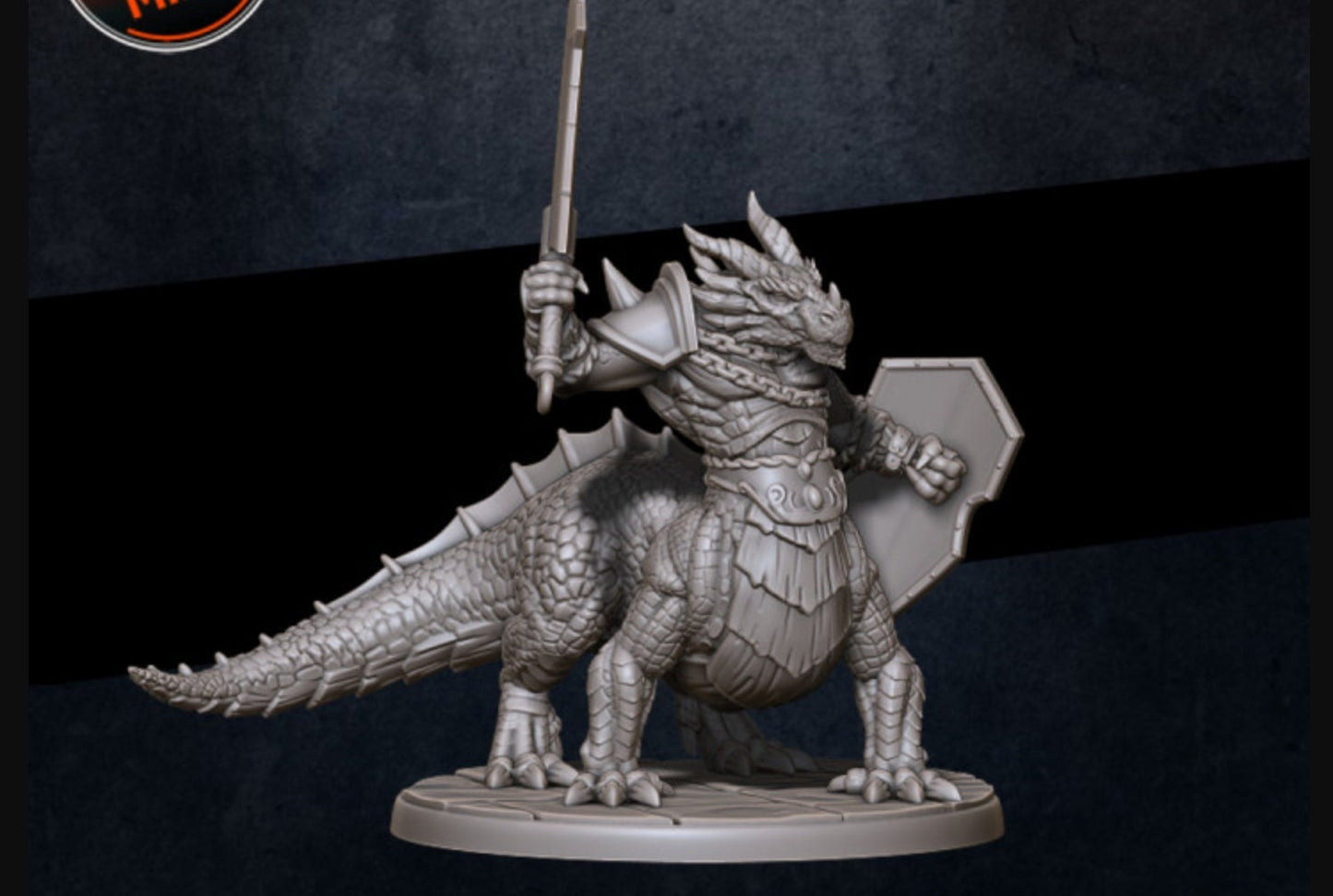 Dragonkin Guard - 32mm Scale - Unpainted Miniature for DnD, Pathfinder, Tabletop RPGs - Imagine Minis