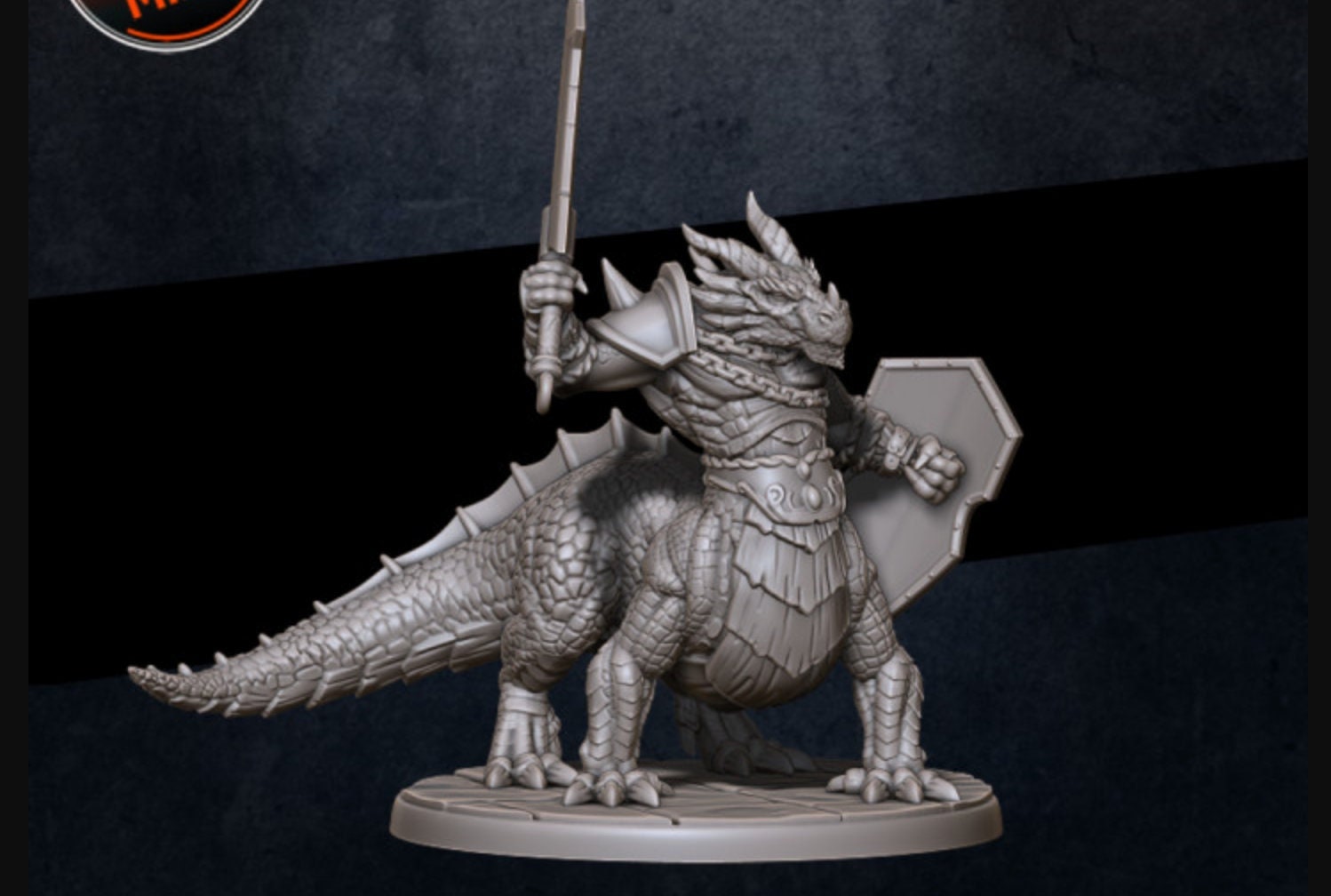 Dragonkin Guard - 32mm Scale - Unpainted Miniature for DnD, Pathfinder, Tabletop RPGs - Imagine Minis