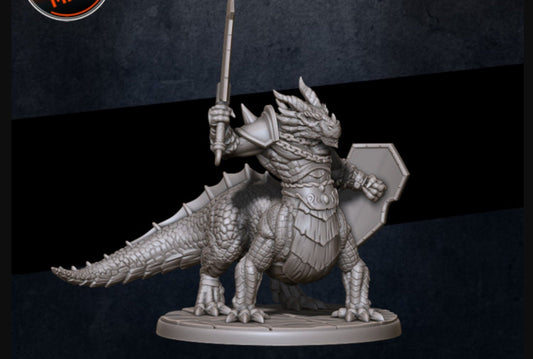Dragonkin Guard - 32mm Scale - Unpainted Miniature for DnD, Pathfinder, Tabletop RPGs - Imagine Minis