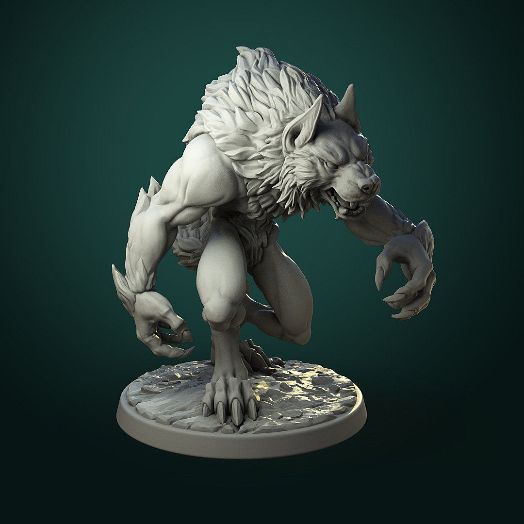 Werewolf, Pose 1 - - 32mm Scale - Unpainted Miniature
