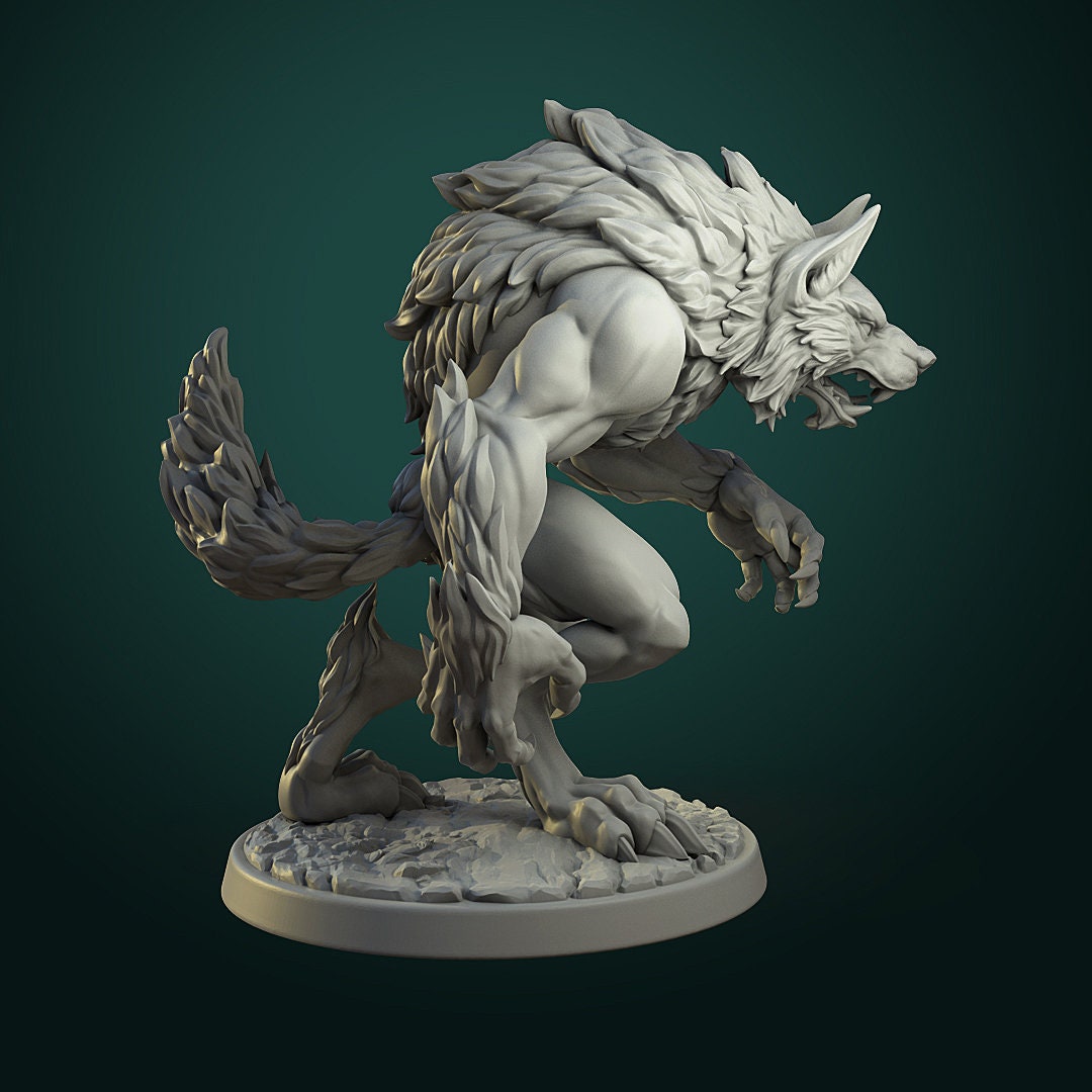 Werewolf, Pose 1 - - 32mm Scale - Unpainted Miniature