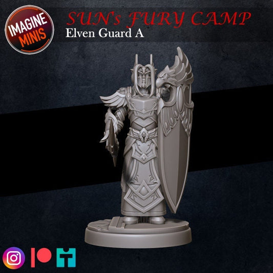 Elf Guard - Pose A - 32mm Scale - Unpainted Miniature for DnD, Pathfinder, Tabletop RPGs, Dioramas - Imagine Minis