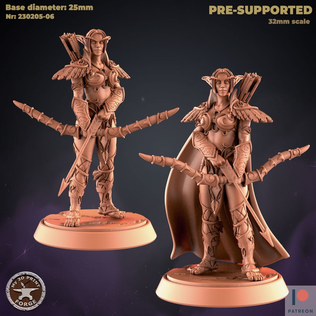 Female Elf Ranger - 32mm Scale - Unpainted Miniature
