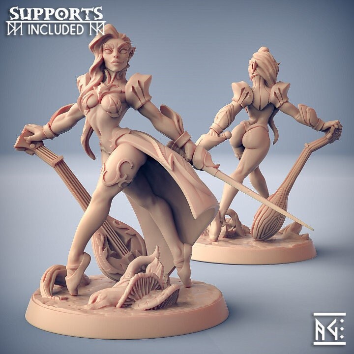 Kilia, Elven Pinup - Sylvan Knights - 32mm Scale - Unpainted Miniature for DnD, Pathfinder, Tabletop RPGs - Artisan Guild