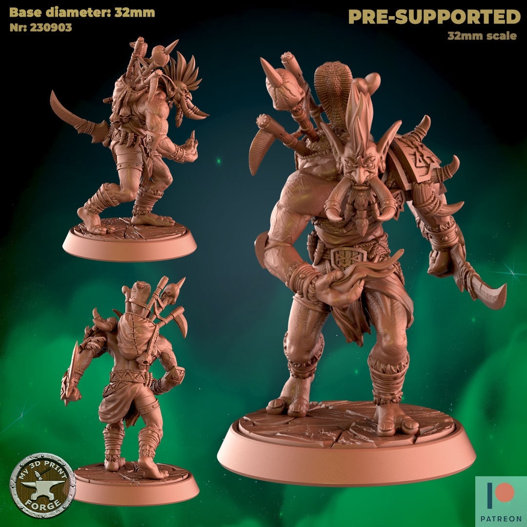 Troll Chieftain - Attacking - Unpainted Miniature