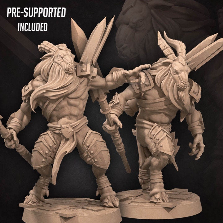 Goatmen Spearmen - 32mm, 35mm Scale - Unpainted Miniature