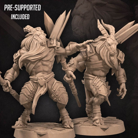 Goatmen Spearmen - 32mm, 35mm Scale - Unpainted Miniature