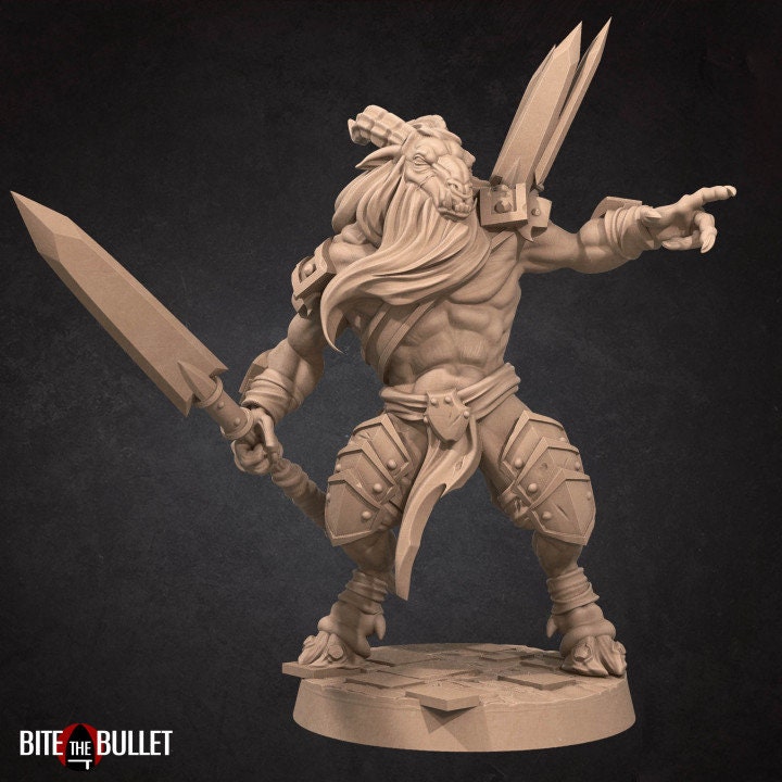 Goatmen Spearmen - 32mm, 35mm Scale - Unpainted Miniature