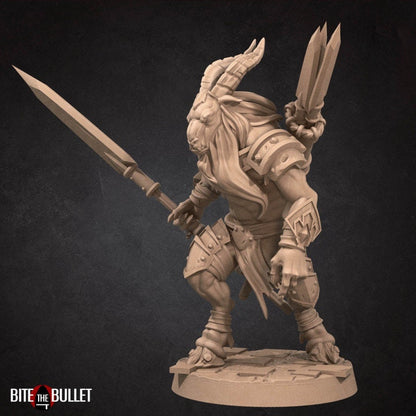 Goatmen Spearmen - 32mm, 35mm Scale - Unpainted Miniature