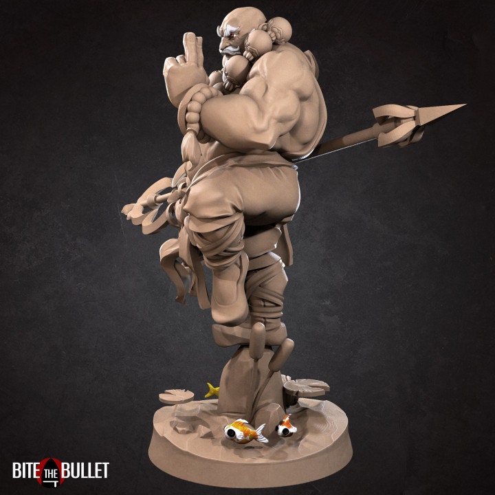 Human Monk - 32mm, 35mm Scale - Unpainted Miniature for DnD, Pathfinder, Tabletop RPGs - Bite the Bullet