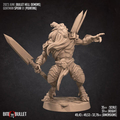 Goatmen Spearmen - 32mm, 35mm Scale - Unpainted Miniature