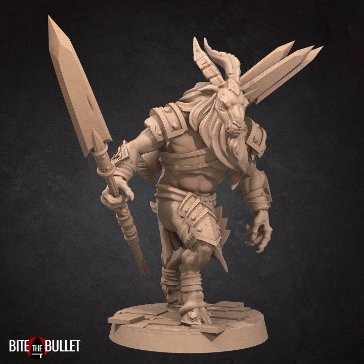 Goatmen Spearmen - 32mm, 35mm Scale - Unpainted Miniature