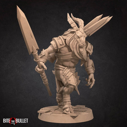 Goatmen Spearmen - 32mm, 35mm Scale - Unpainted Miniature