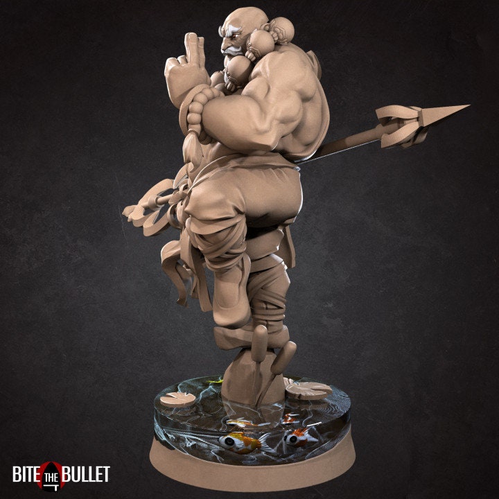 Human Monk - 32mm, 35mm Scale - Unpainted Miniature for DnD, Pathfinder, Tabletop RPGs - Bite the Bullet