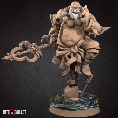 Human Monk - 32mm, 35mm Scale - Unpainted Miniature for DnD, Pathfinder, Tabletop RPGs - Bite the Bullet