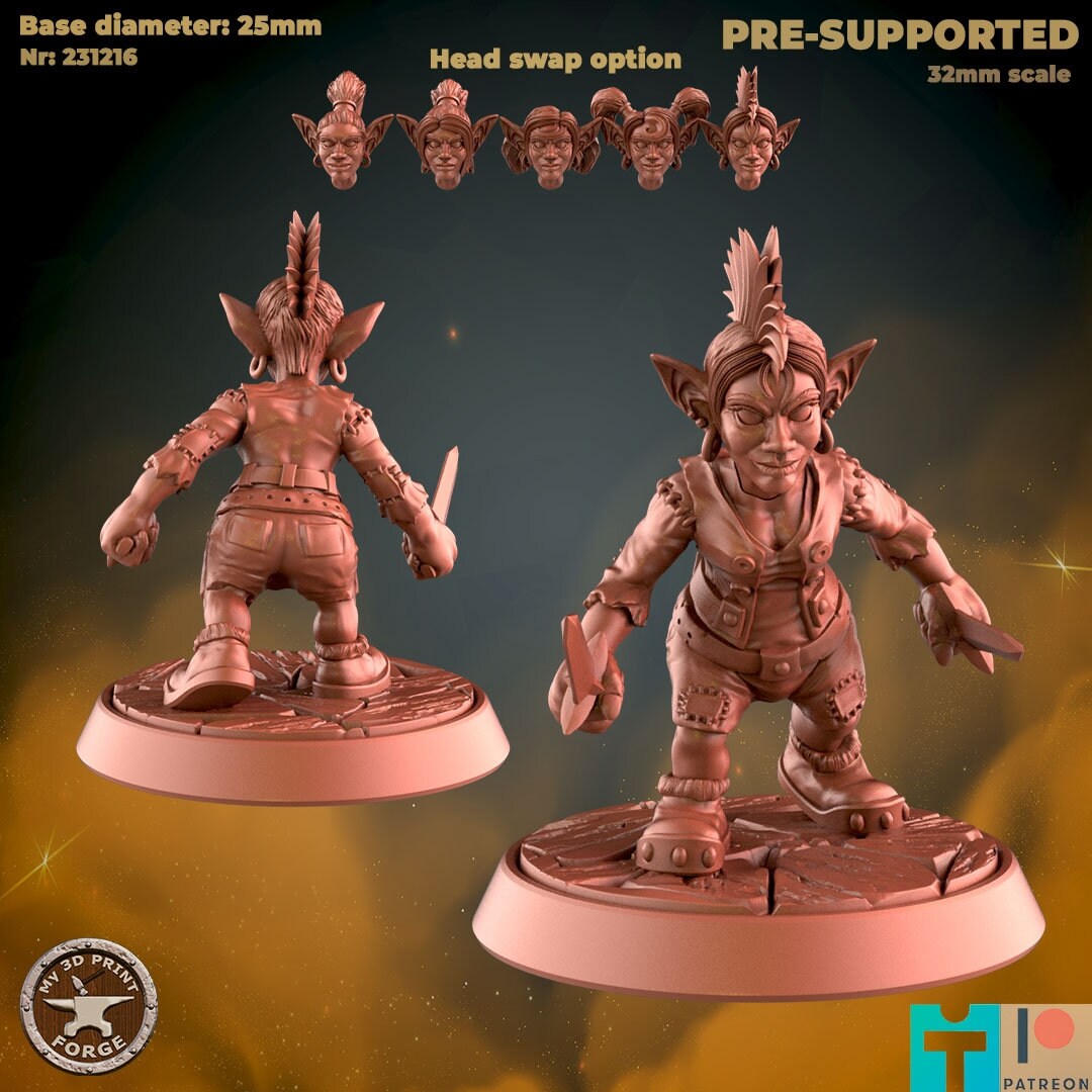 Goblin Rogue - 2 Poses - Unpainted Miniature