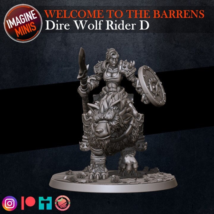 Orc Dire Wolf Rider - Pose D - Barrens Set - Unpainted Miniature