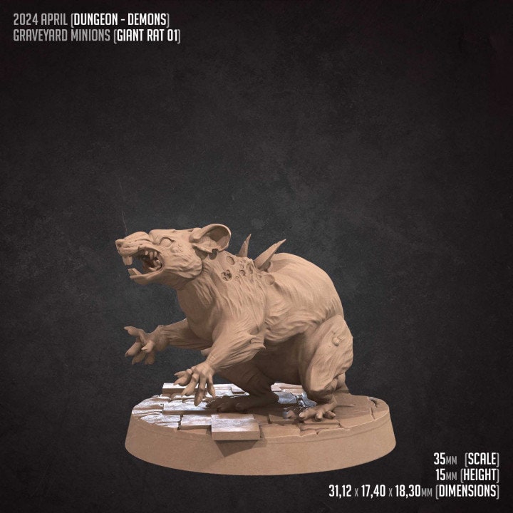 Giant Rats - Graveyard Minions - Unpainted Miniature