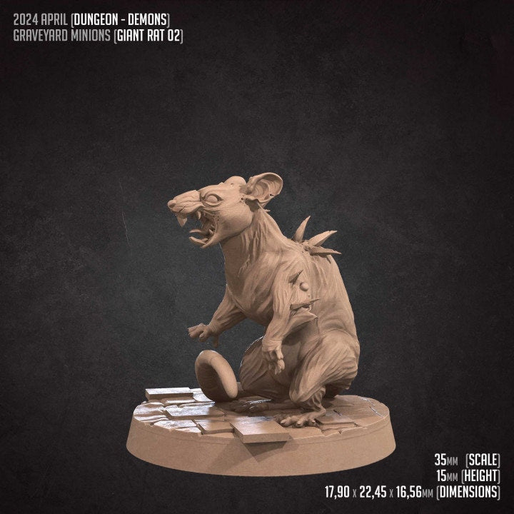 Giant Rats - Graveyard Minions - Unpainted Miniature