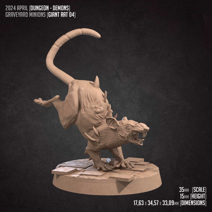 Giant Rats - Graveyard Minions - Unpainted Miniature