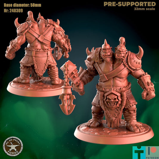 Two-Headed Ogre - 2 Poses - Unpainted Miniature