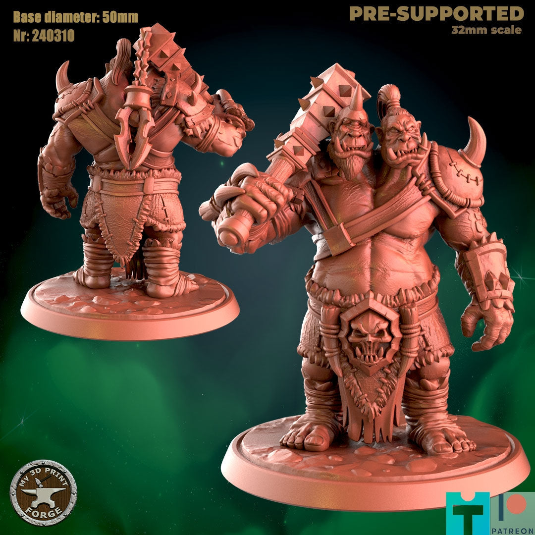 Two-Headed Ogre - 2 Poses - Unpainted Miniature