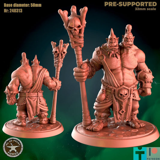 Two-Headed Ogre Magi - 2 Poses - Unpainted Miniature