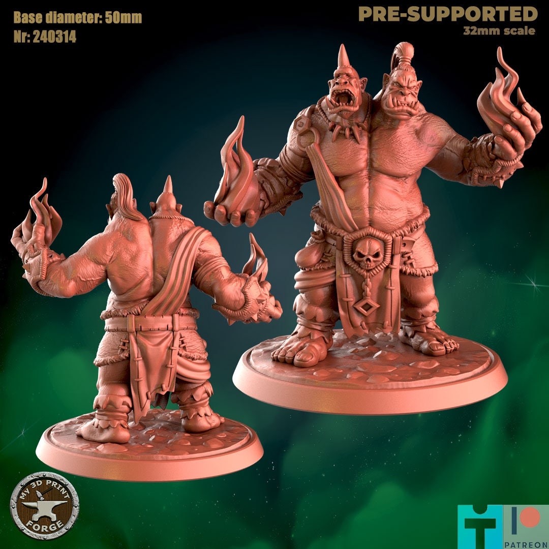 Two-Headed Ogre Magi - 2 Poses - Unpainted Miniature