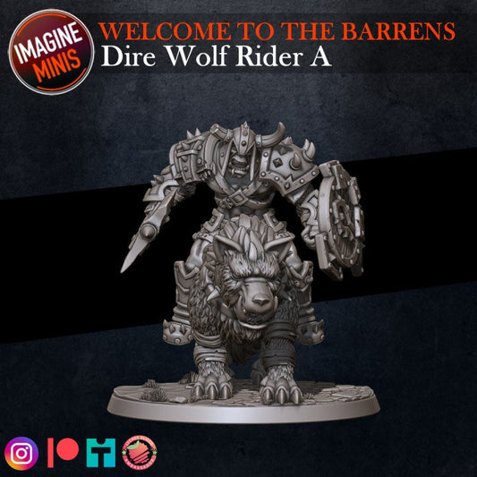 Orc Dire Wolf Rider - Pose A - Barrens Set - Unpainted Miniature