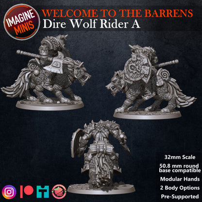Orc Dire Wolf Rider - Pose A - Barrens Set - Unpainted Miniature