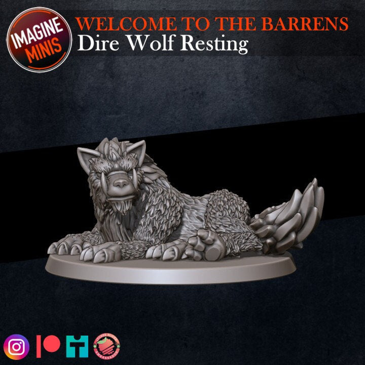 Dire Wolf - Resting - Unpainted Miniature