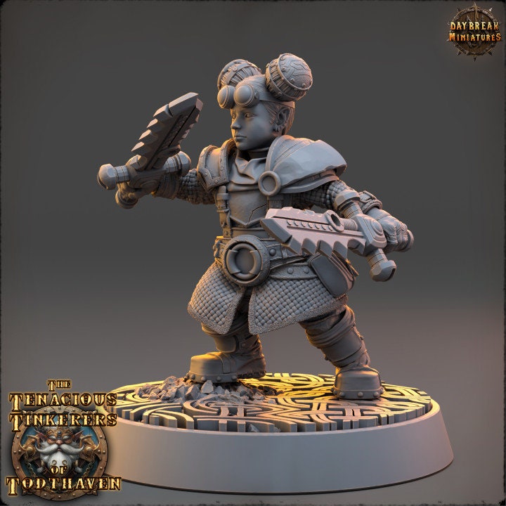 Elsa Brassblade, The Clockwork Sentinel - The Tenacious Tinkerers of Todthaven - Unpainted Miniature