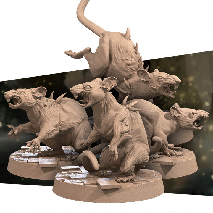 Giant Rats - Graveyard Minions - Unpainted Miniature