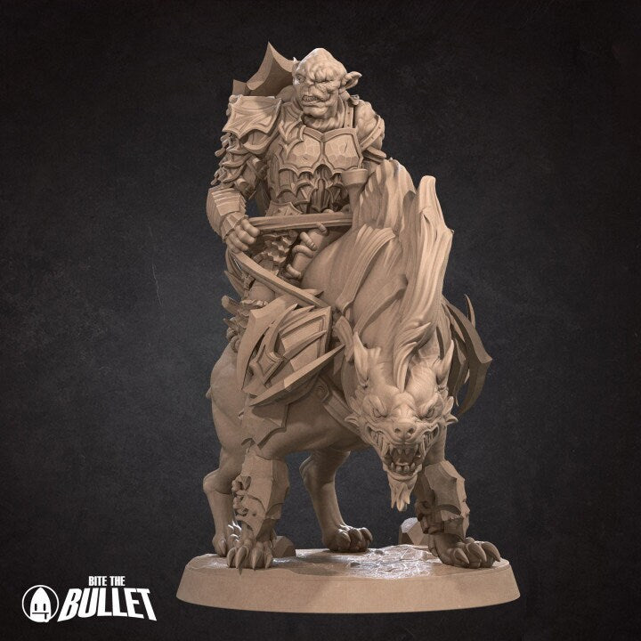 Orc Lieutenant - Orc Warg Rider - Unpainted Miniature