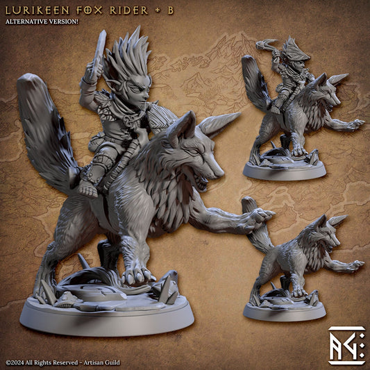 Fox Rider - Pose B - Deeproot Lurikeen - Unpainted Miniature