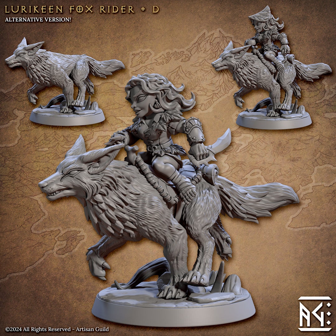 Fox Rider - Pose D - Deeproot Lurikeen - Unpainted Miniature