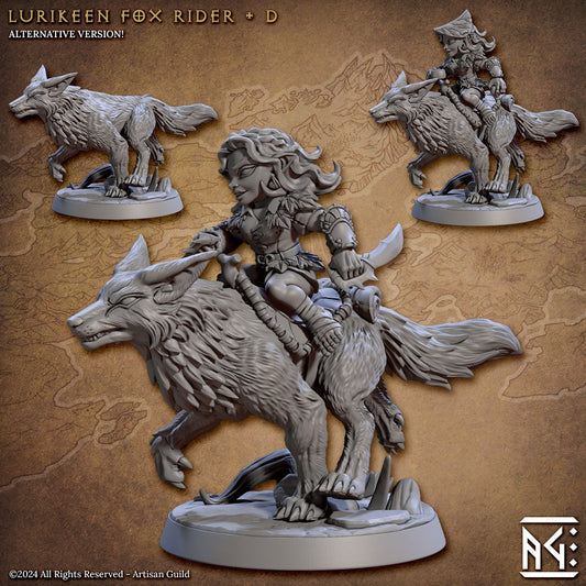 Fox Rider - Pose D - Deeproot Lurikeen - Unpainted Miniature