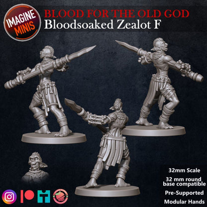 Bloodsoaked Zealot F - Blood for the Old God Set - Unpainted Miniature