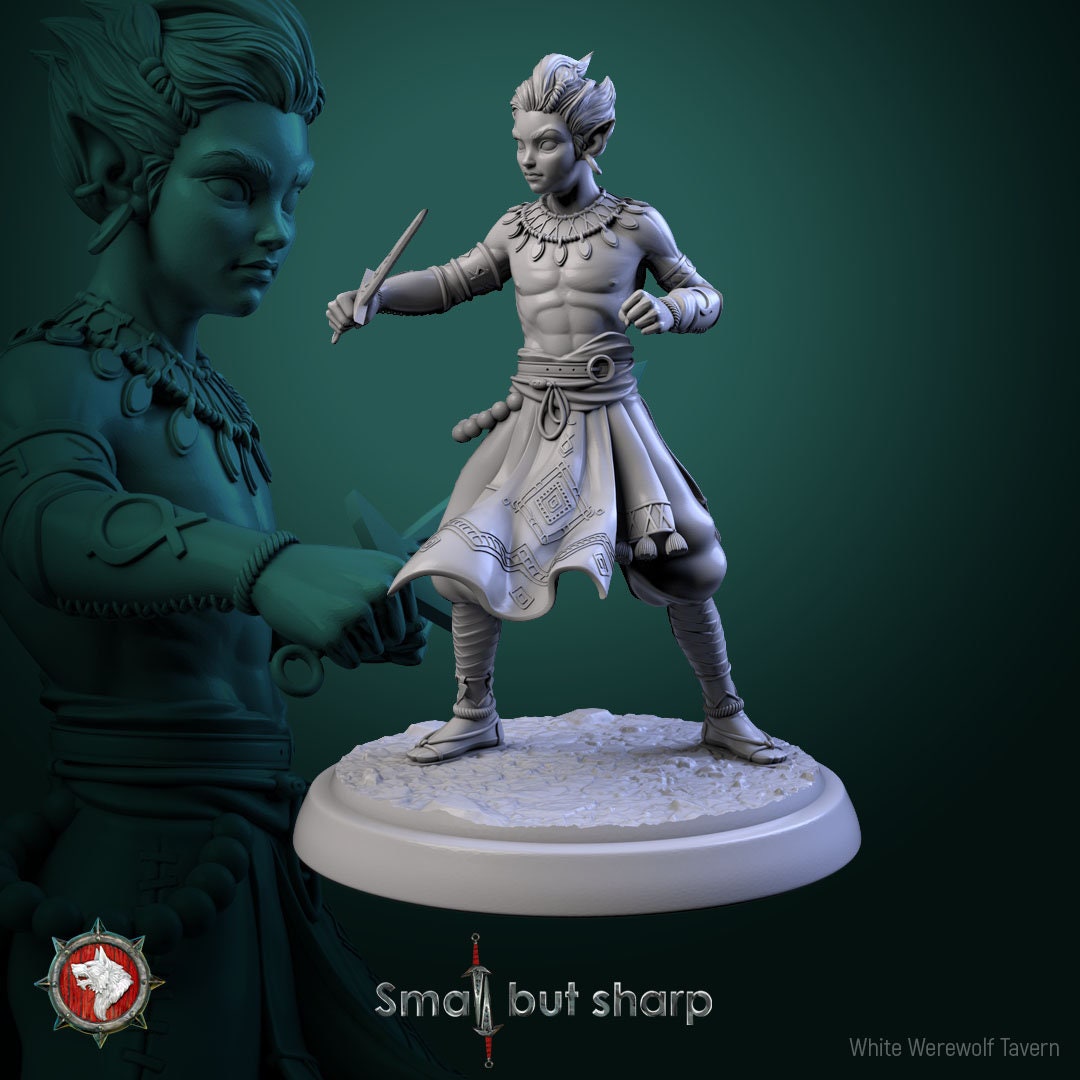 Halfling Monks - 6 Poses - Unpainted Miniature