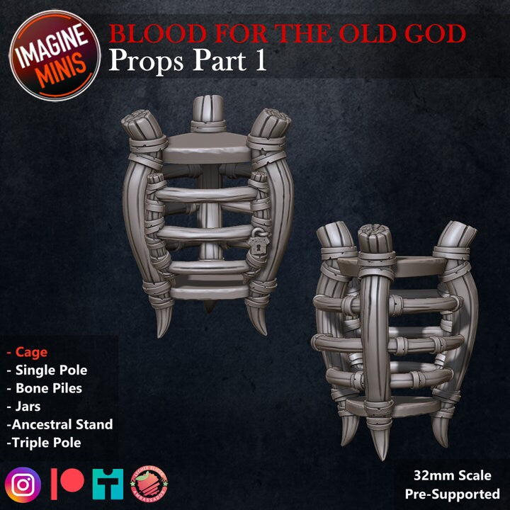 Cages and Bone Piles - Blood for the Old God Set - Unpainted Miniature