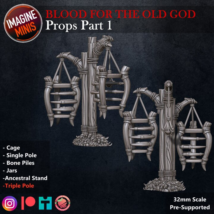 Cages and Bone Piles - Blood for the Old God Set - Unpainted Miniature