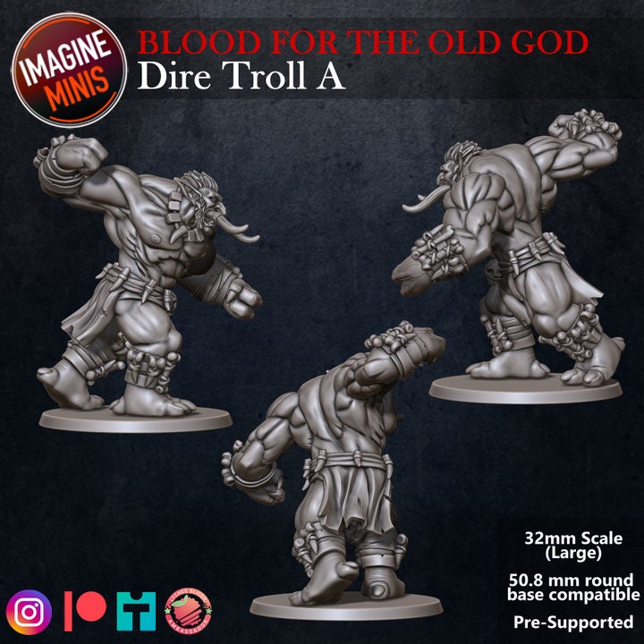 Dire Troll - Pose A - Blood for the Old God Set - Unpainted Miniature