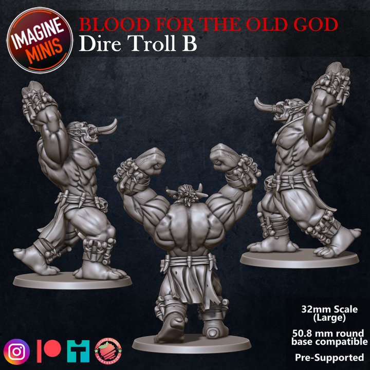 Dire Troll - Pose B - Blood for the Old God Set - Unpainted Miniature