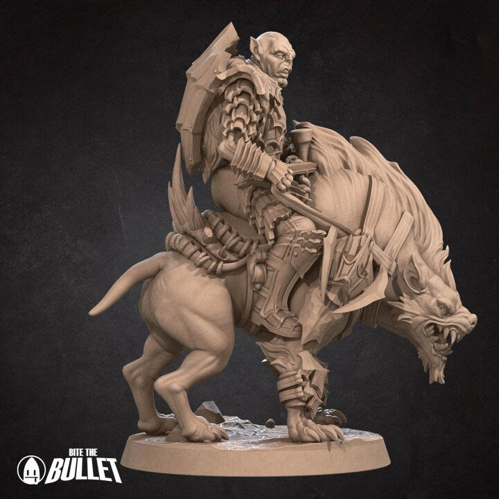 Orc Lieutenant - Orc Warg Rider - Unpainted Miniature