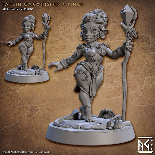 Faelin Oakwhisper - Pinup - Deeproot Lurikeen - Unpainted Miniature